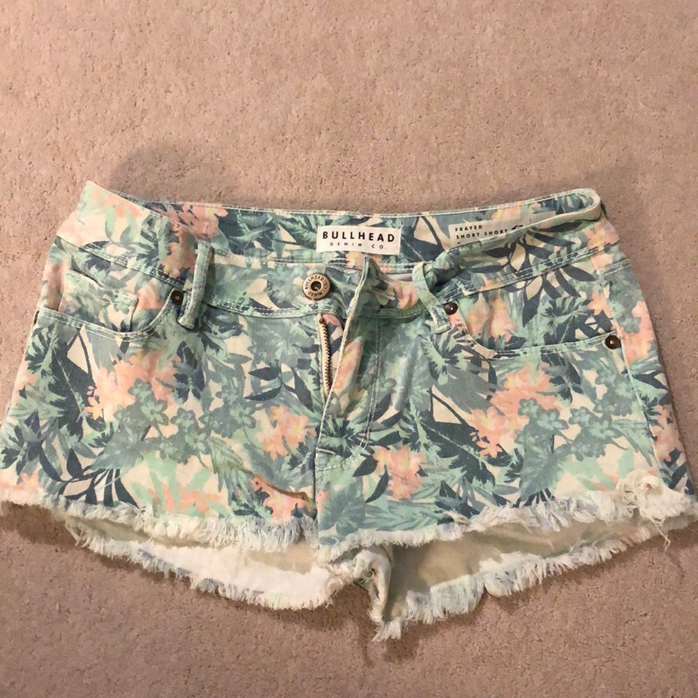 Floral jean shorts